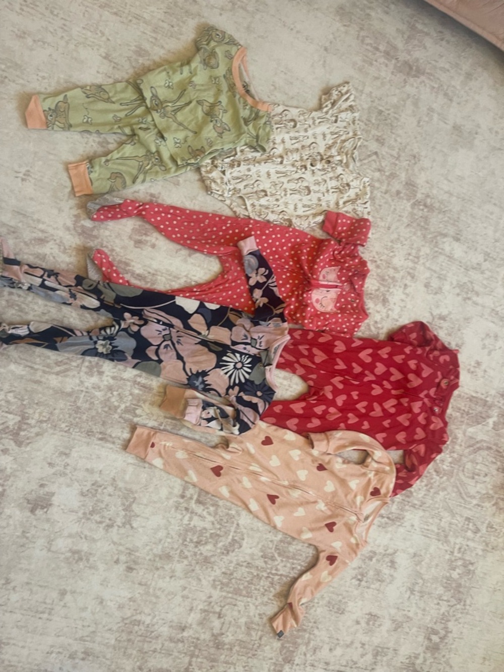 Baby Footed Pajama Bundle - Hearts, Floral & Animal Prints